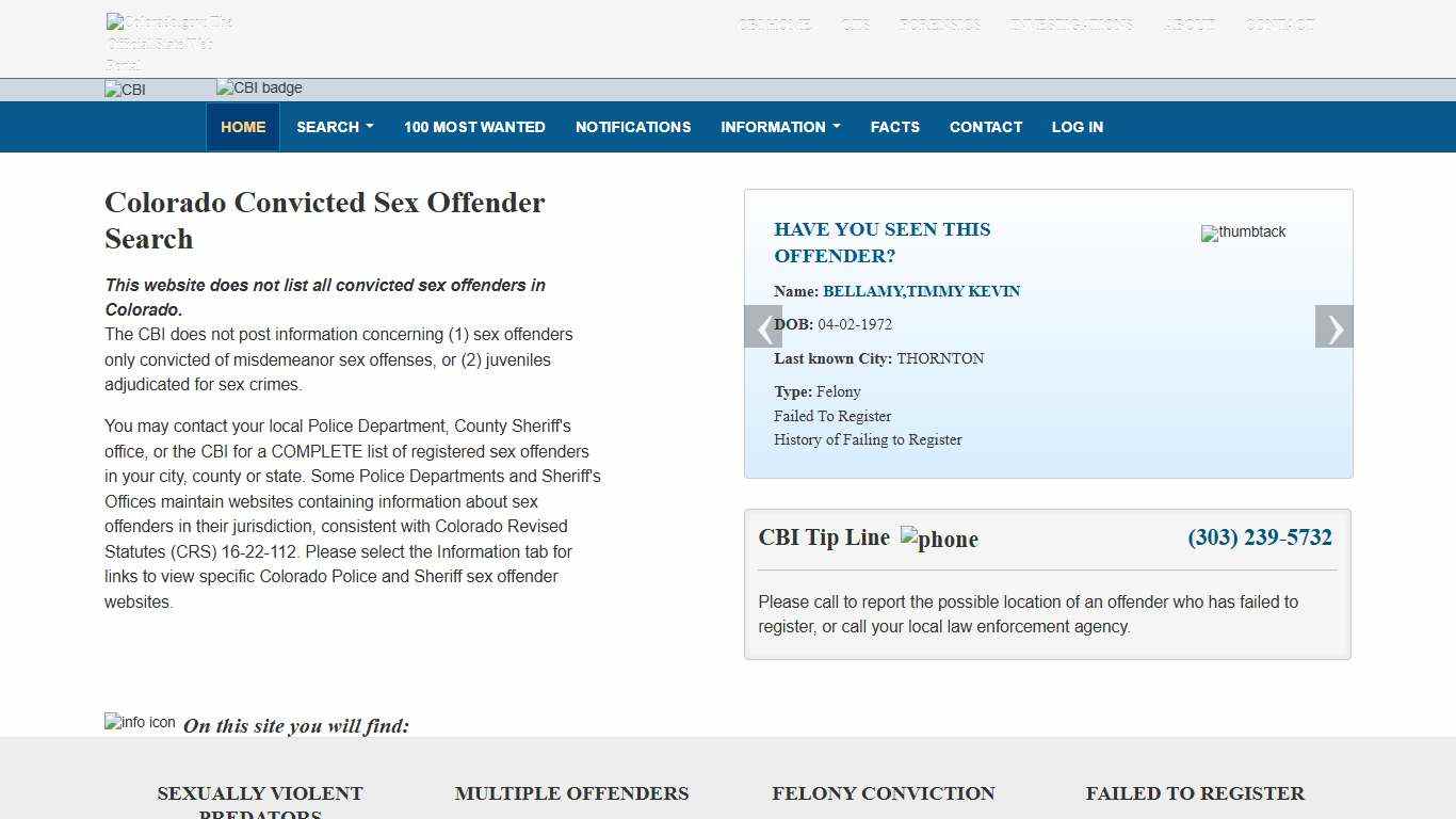 CBI: Sex Offender Registry